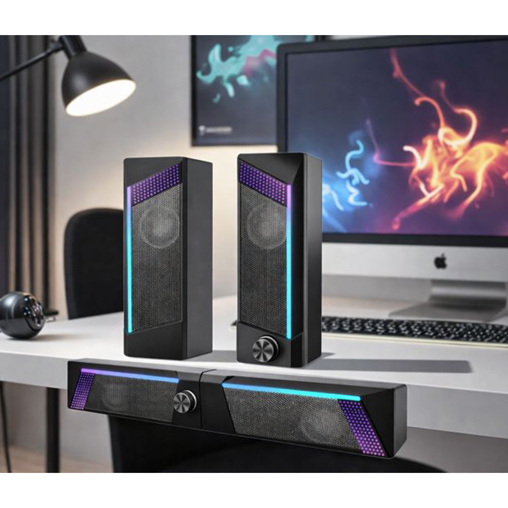 Subwoofer/ parlante de escritorio para gamer con bajos potentes y luces RGB